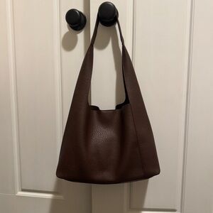 Brown Faux Leather Shoulder Bag